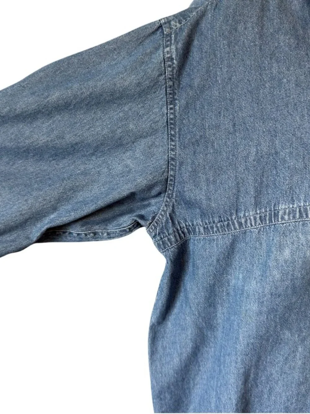 Vintage Cherokee Womens M Denim Button-Up Shirt Long Sleeve Tunic  Blue - Picture 6 of 16